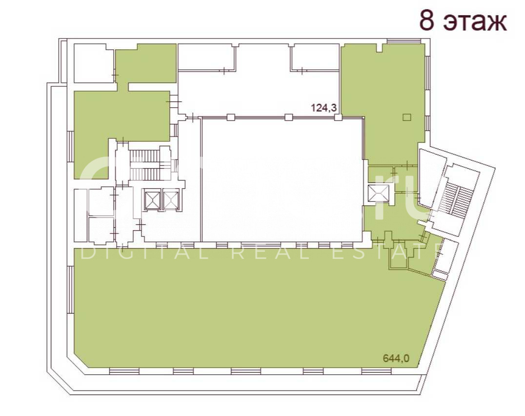 Планировка офиса 644 м², 8 этаж, БЦ «Сенатор на набережной реки Мойки 36»